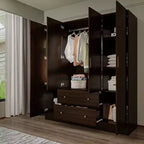 Hitow Armoire 2 grands tiroirs zone de suspension centrale avec miroir Style minimaliste
