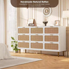 Commode en rotin pour la chambre, meubles à tiroirs grande capacité pour le rangement, adaptés au salon, à l'entrée et à la chambre d'enfant.