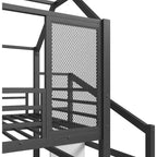 Lit mezzanine cabane avec toboggan et escalier de rangement - Cadre métallique pour enfants et adolescents