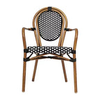 Lot de 4 chaises bistrot Lourdes Thonet empilables avec accoudoirs, en rotin PE et cadre en aluminium, pour l'intérieur et l'extérieur, de la marque Flash Furniture