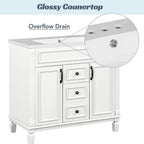 Meuble-lavabo moderne de 36 po avec vasque et armoire à miroir, 2 portes et 2 tiroirs