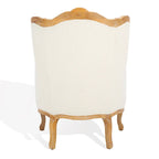Fauteuil à oreilles Safavieh Couture Kali en chêne et lin naturel - 34 larg. x 34 prof. x 40 haut.