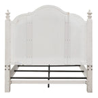 Lit à baldaquin Queen de style campagnard – Blanc antique avec dessus châtaigne