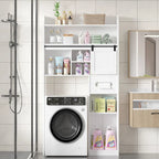 Meuble de Rangement Sur Pied Pour Toilettes avec Cadre en Métal et Étagères de Rangement, Organiseur de Salle de Bain avec Étagères Réglables