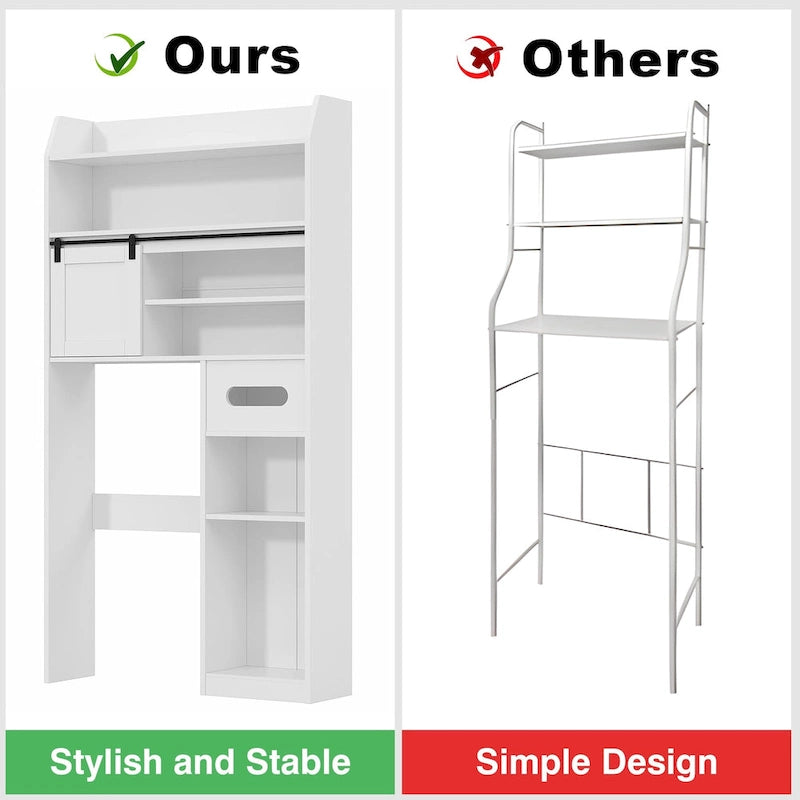 Meuble de Rangement Sur Pied Pour Toilettes avec Cadre en Métal et Étagères de Rangement, Organiseur de Salle de Bain avec Étagères Réglables