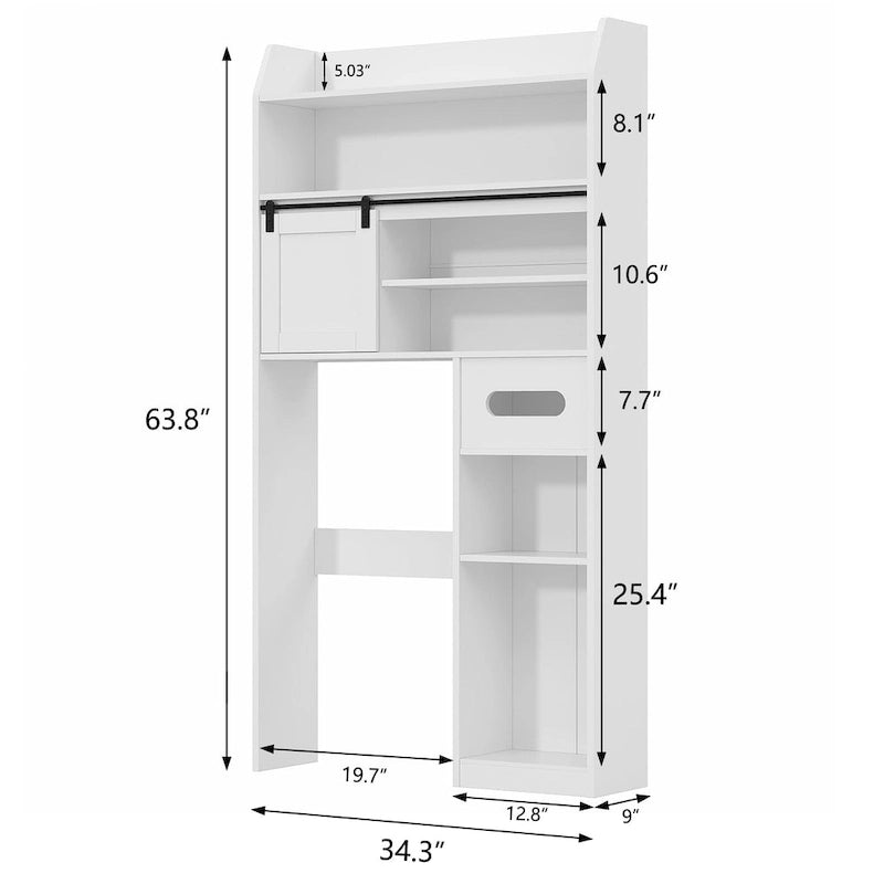 Meuble de Rangement Sur Pied Pour Toilettes avec Cadre en Métal et Étagères de Rangement, Organiseur de Salle de Bain avec Étagères Réglables