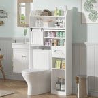 Meuble de Rangement Sur Pied Pour Toilettes avec Cadre en Métal et Étagères de Rangement, Organiseur de Salle de Bain avec Étagères Réglables