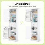 Meuble Colonne de Rangement de Salle de Bain, Meuble de Rangement sur Pied avec Deux Portes et Étagères Réglables, Porte-Serviettes Intégré