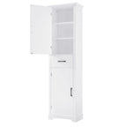 Meuble Colonne de Rangement de Salle de Bain, Meuble de Rangement sur Pied avec Deux Portes et Étagères Réglables, Porte-Serviettes Intégré