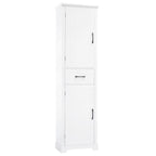 Meuble Colonne de Rangement de Salle de Bain, Meuble de Rangement sur Pied avec Deux Portes et Étagères Réglables, Porte-Serviettes Intégré