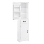 Meuble Colonne de Rangement de Salle de Bain, Meuble de Rangement sur Pied avec Deux Portes et Étagères Réglables, Porte-Serviettes Intégré