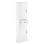 Meuble Colonne de Rangement de Salle de Bain, Meuble de Rangement sur Pied avec Deux Portes et Étagères Réglables, Porte-Serviettes Intégré