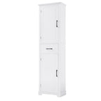 Meuble Colonne de Rangement de Salle de Bain, Meuble de Rangement sur Pied avec Deux Portes et Étagères Réglables, Porte-Serviettes Intégré