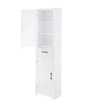 Meuble Colonne de Rangement de Salle de Bain, Meuble de Rangement sur Pied avec Deux Portes et Étagères Réglables, Porte-Serviettes Intégré