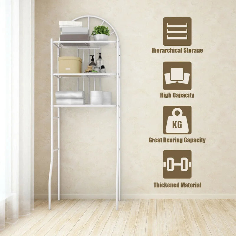 Étagère de salle de bain 3 niveaux au-dessus des toilettes, rangement de serviettes, gain de place