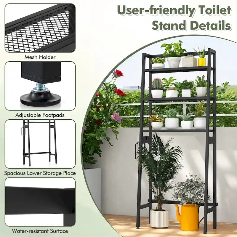 Étagère de rangement 3 niveaux au-dessus des toilettes avec réglable