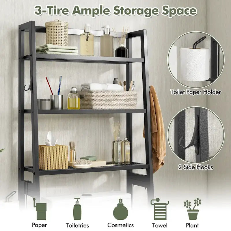 Étagère de rangement 3 niveaux au-dessus des toilettes avec réglable