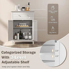 Meuble de Rangement Salle de Bain Autoportant Grand Tiroir avec Étagère Réglable