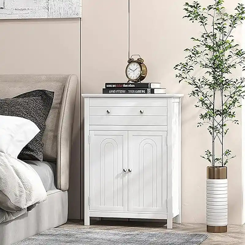 Meuble de Rangement Salle de Bain Autoportant Grand Tiroir avec Étagère Réglable