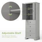 Armoire de rangement à 2 portes et 4 tiroirs pour salle de bain ou bureau
