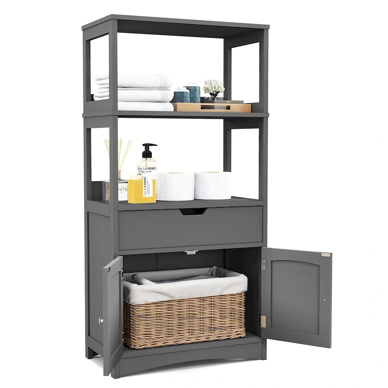 Meuble de rangement de salle de bain avec tiroir Étagère Armoire Meuble bas - Voir détails