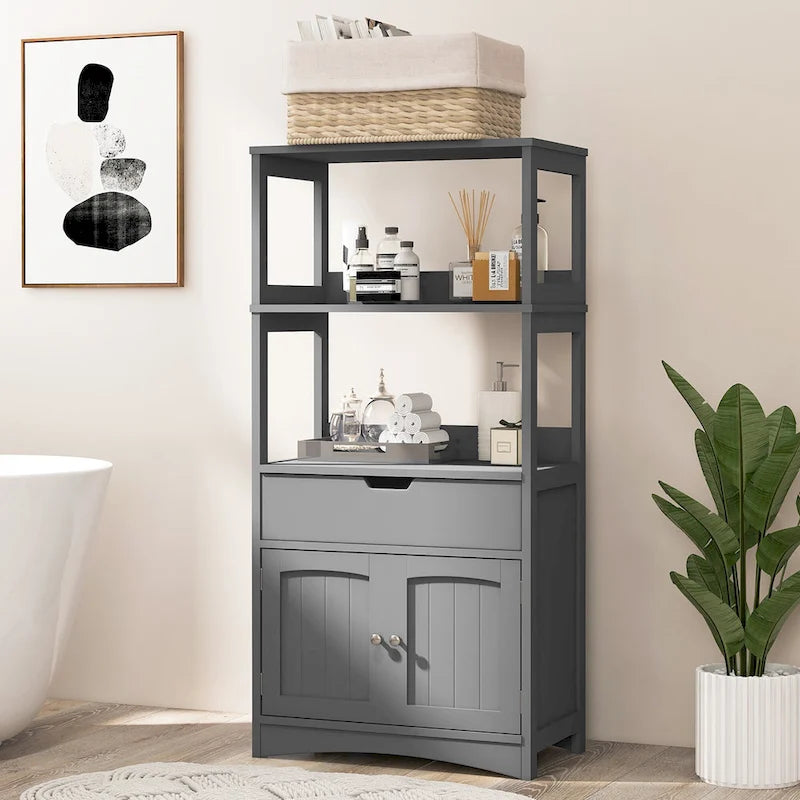 Meuble de rangement de salle de bain avec tiroir Étagère Armoire Meuble bas - Voir détails