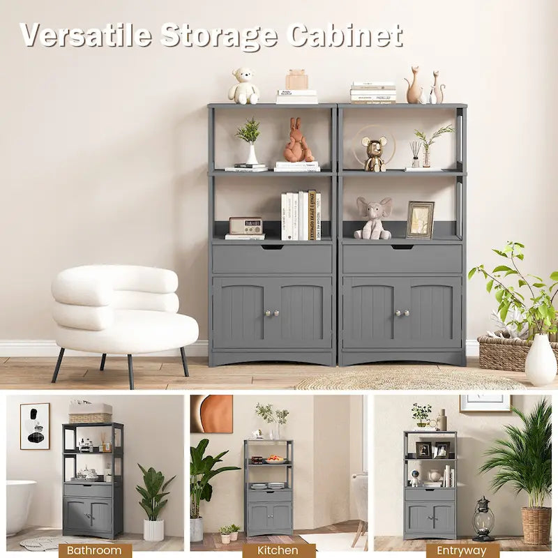 Meuble de rangement de salle de bain avec tiroir Étagère Armoire Meuble bas - Voir détails