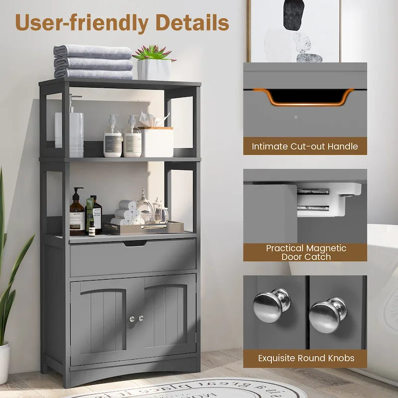 Meuble de rangement de salle de bain avec tiroir Étagère Armoire Meuble bas - Voir détails