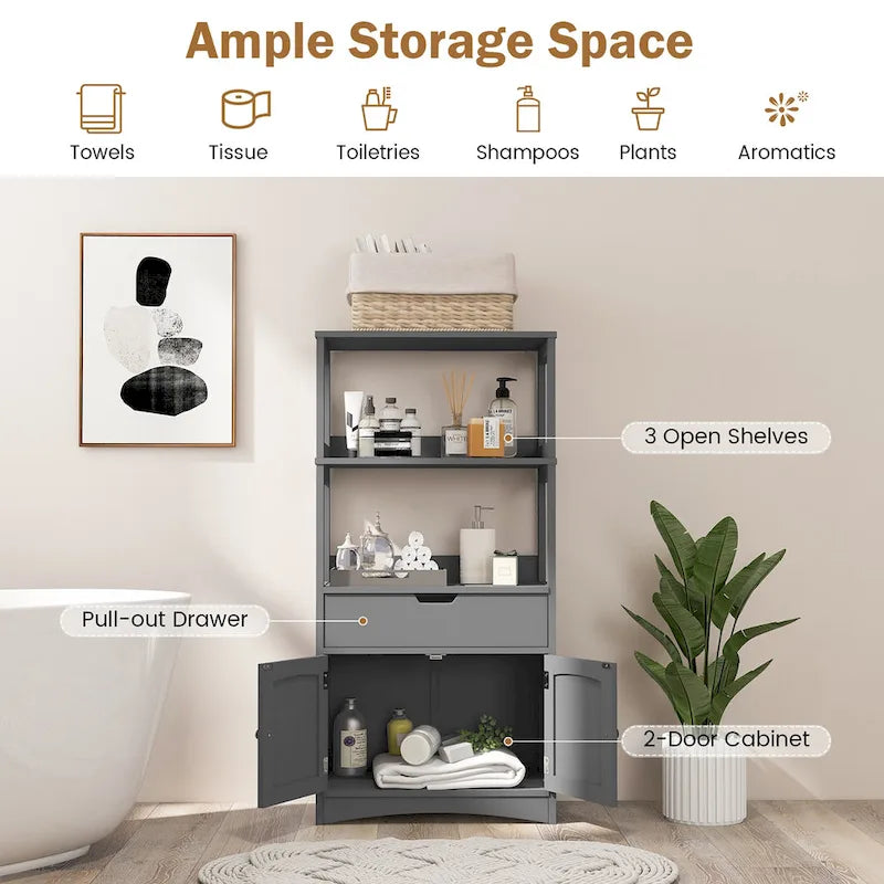 Meuble de rangement de salle de bain avec tiroir Étagère Armoire Meuble bas - Voir détails