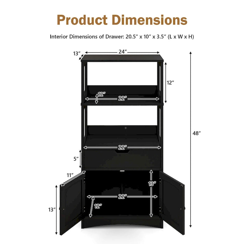 Meuble de rangement de salle de bain avec tiroir Étagère Armoire Meuble bas - Voir détails