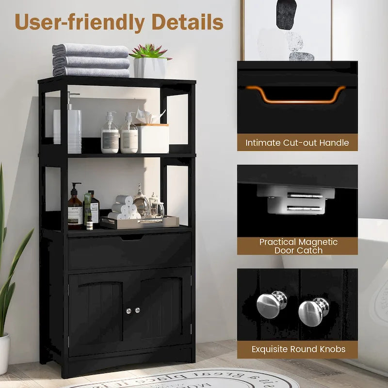 Meuble de rangement de salle de bain avec tiroir Étagère Armoire Meuble bas - Voir détails