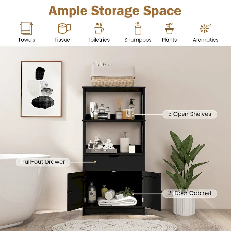 Meuble de rangement de salle de bain avec tiroir Étagère Armoire Meuble bas - Voir détails