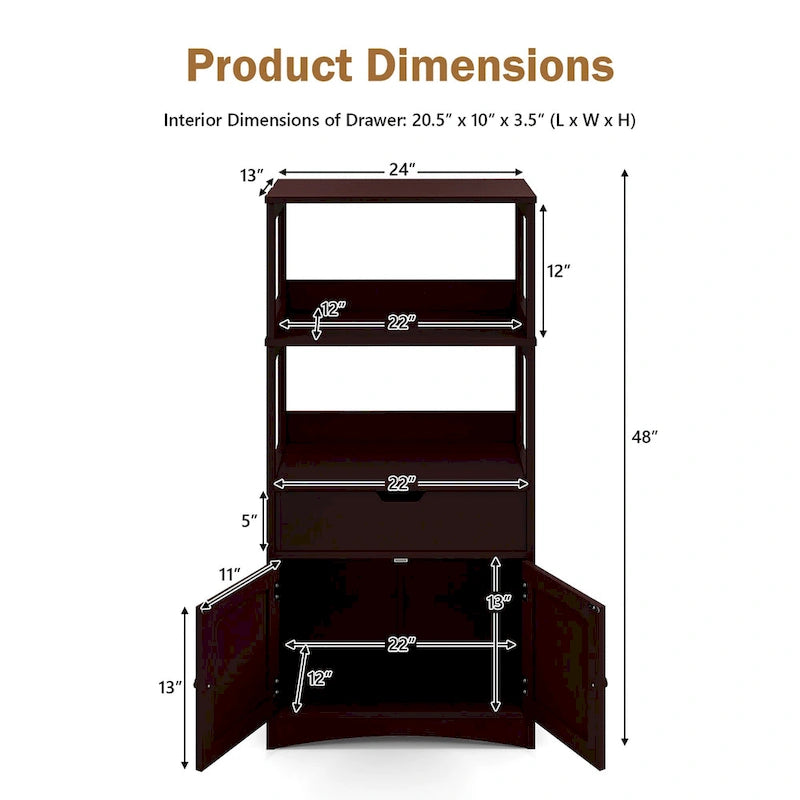 Meuble de rangement de salle de bain avec tiroir Étagère Armoire Meuble bas - Voir détails