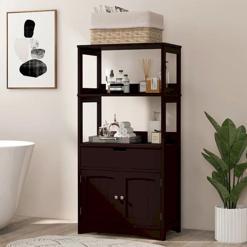 Meuble de rangement de salle de bain avec tiroir Étagère Armoire Meuble bas - Voir détails