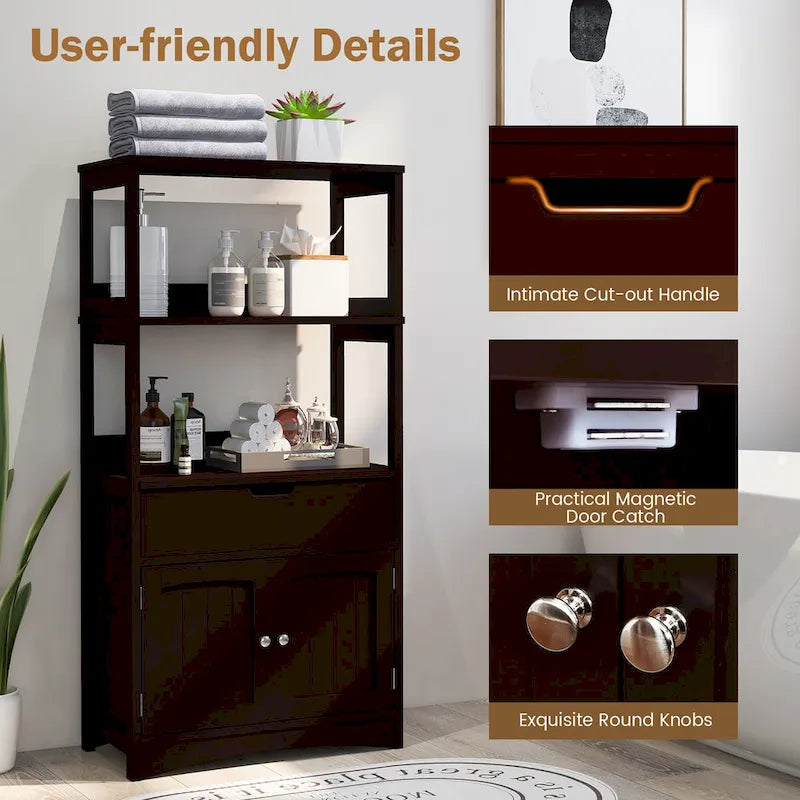 Meuble de rangement de salle de bain avec tiroir Étagère Armoire Meuble bas - Voir détails