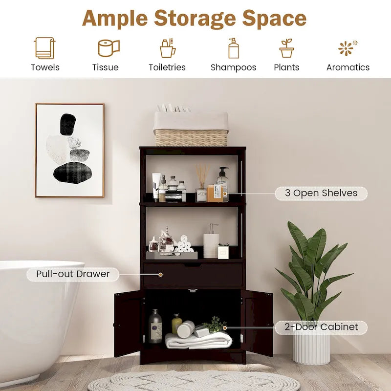 Meuble de rangement de salle de bain avec tiroir Étagère Armoire Meuble bas - Voir détails