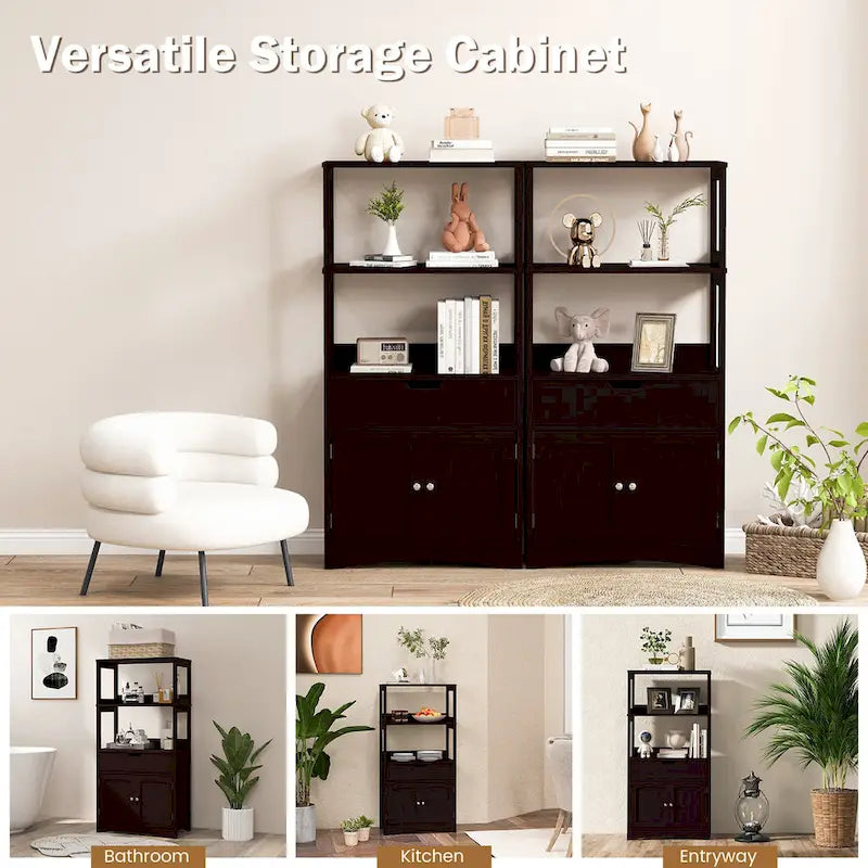 Meuble de rangement de salle de bain avec tiroir Étagère Armoire Meuble bas - Voir détails