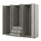Armoire 6 portes en bois avec 3 grands tiroirs de rangement pour chambre à coucher