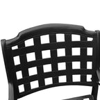 Ensemble de salle à manger de patio 5 pièces avec table ronde en maille d'aluminium ornée de 48 po et chaises à damier - Noir - Oakland Living : résistant aux UV, résistant à la moisissure