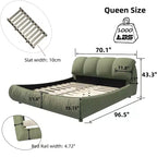 MAYEERTY Lit plateforme de luxe Queen Size tapissé avec tête de lit rembourrée surdimensionnée et cadre en bois massif Vert
