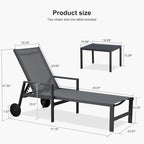 PURPLE LEAF Ensemble de 2 chaises longues de jardin, transats d'extérieur avec cadre en aluminium
