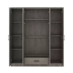 Armoire 4 portes en bois avec tringle, 1 tiroir et étagères de rangement