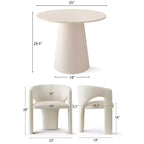 Petit ensemble de salle à manger pour 2 personnes, chaises rembourrées beiges, table à manger ronde sur pied, meubles de cuisine modernes et compacts - Panipeachy