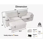 Canapé d'angle modulaire en velours côtelé Dyonery avec housses lavables