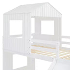 Lit superposé en bois Luxystar avec maisonnette, toboggan et barrières de sécurité, double sur grand lit