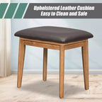 Coiffeuse GDFStudio Vita en bois classique avec miroir escamotable, 3 tiroirs de rangement et tabouret rembourré