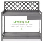 Table de rempotage de jardin en bois pour extérieur Best Choice Products, établi avec tiroir et étagère ouverte