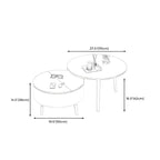 Table basse ronde moderne en bois noir et blanc avec rangement