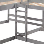Lits superposés en L pour 4 enfants, lits superposés quadruples avec toboggan, lits superposés en bois doubles et jumeaux pour chambre à coucher ou dortoir