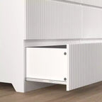 Commode à 6 tiroirs pour chambre à coucher, commode cannelée de 120 cm de large, commode en bois, meuble TV, organisateur de rangement pour vêtements pour chambre à coucher, couloir, entrée